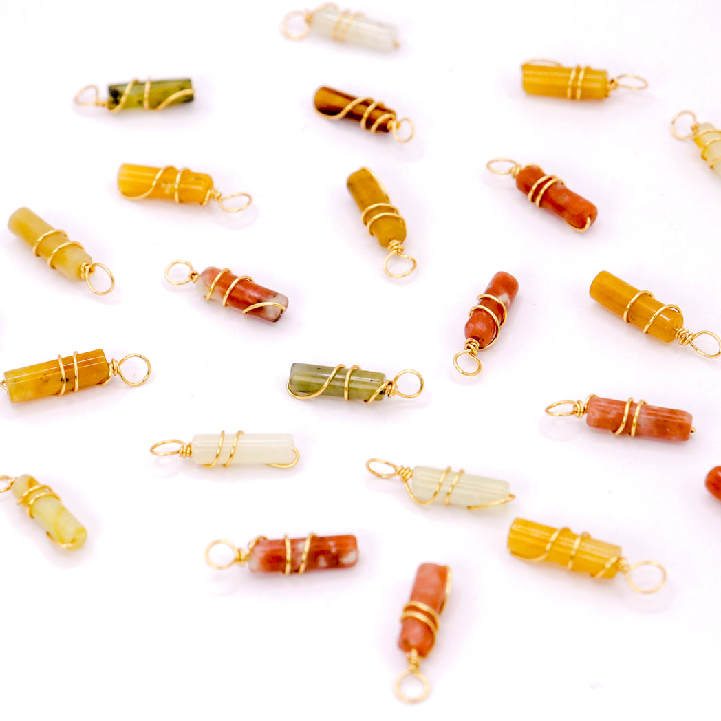 Pendentif | Mini piliers en jade « Fleurs de prunier »