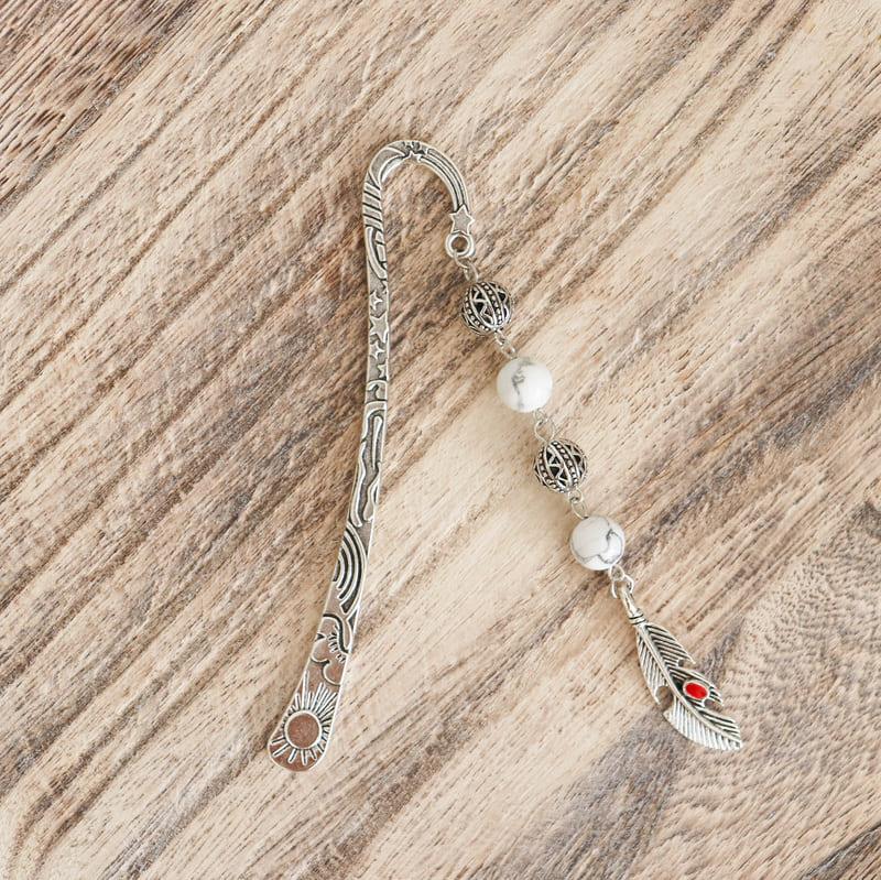 Marque-page rigide en pierre fine - Howlite